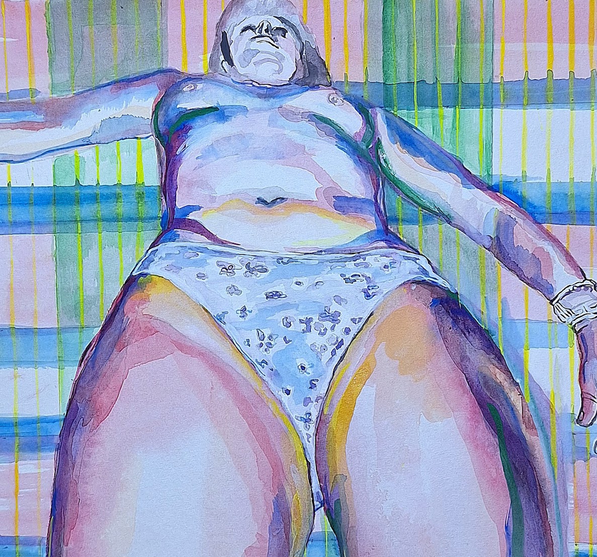 Liggend figuur blauw paars